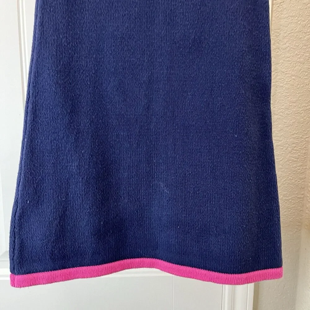 Gymboree Navy Blue Pink Flower Stem Floral Girls Dress Short Sleeve Size 4T